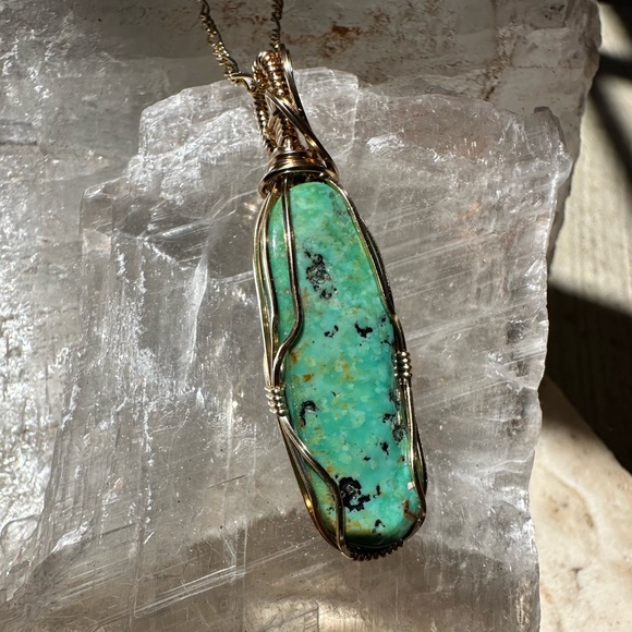 14k Gold Filled Turquoise Necklace Pendant - Picture 6 of 16
